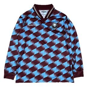 Percival x Throwing Fits FC Long Sleeve Maroon Blue Football Shirt Size M